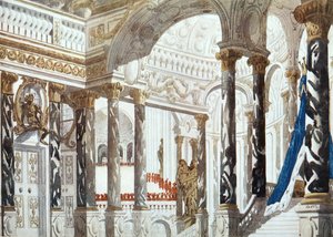 Diseño escénico para El Bautismo, de La Bella Durmiente, 1921 de Leon Bakst